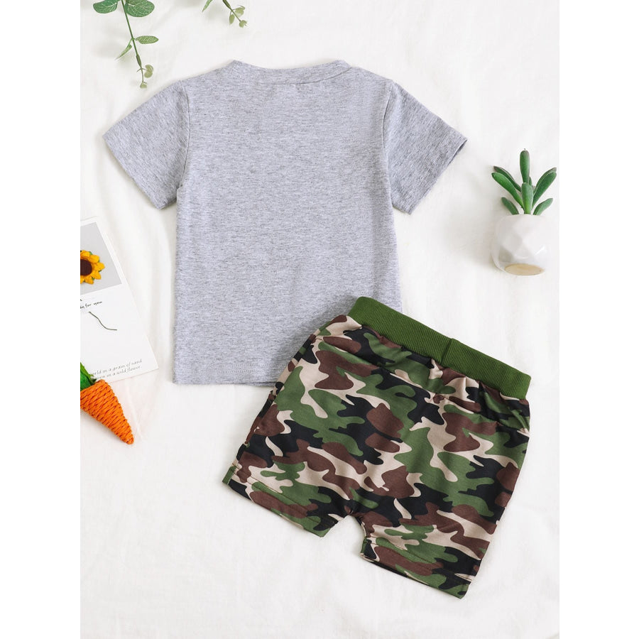 Children’s Easter Bunny Camo Print T-Shirt & Shorts Set Apparel and Accessories
