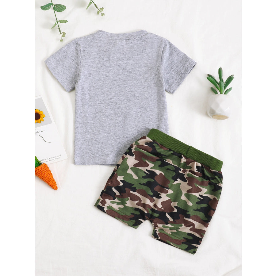 Children’s Easter Bunny Camo Print T-Shirt & Shorts Set Apparel and Accessories