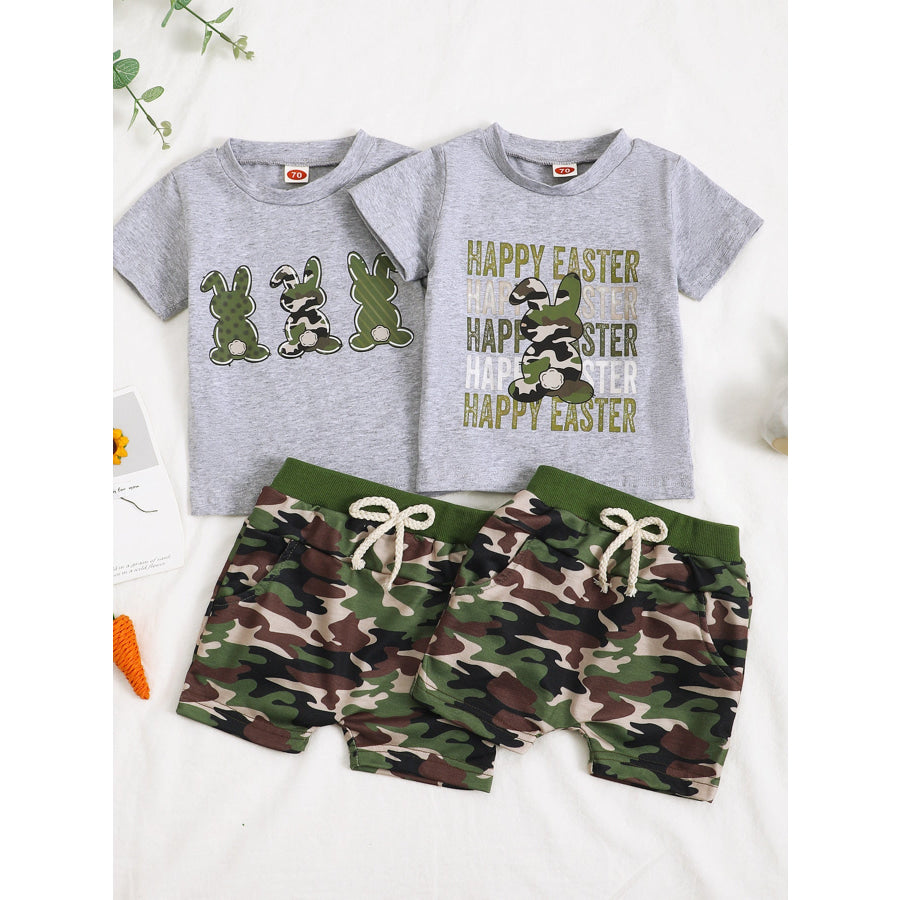 Children’s Easter Bunny Camo Print T-Shirt & Shorts Set Apparel and Accessories
