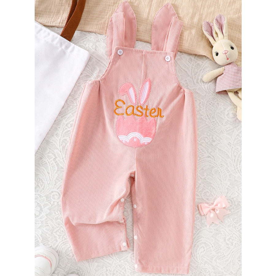Children’s Easter Bunny Embroidered Corduroy Overalls Blush Pink / 3-6M Apparel and Accessories