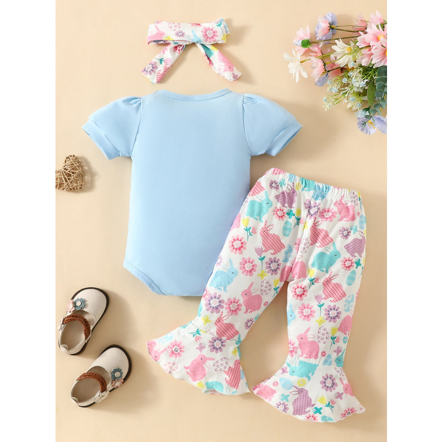 Children’s Easter Bunny Graphic and Pants Set with Headband Apparel and Accessories