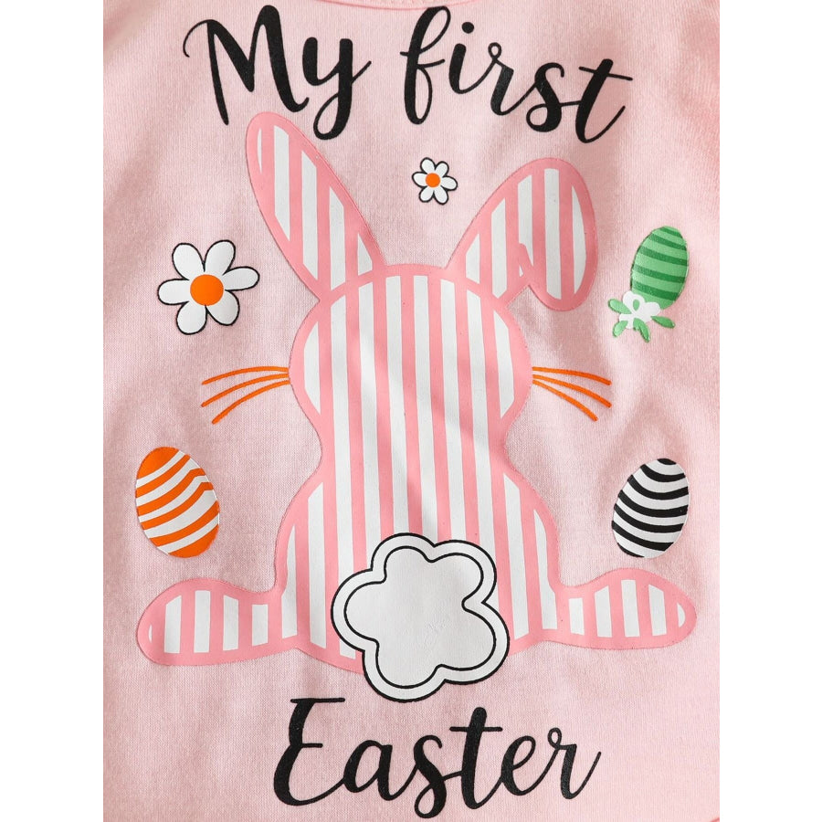 Children’s Easter Bunny Long Sleeve Bodysuit and Pants Set with Headband Apparel and Accessories