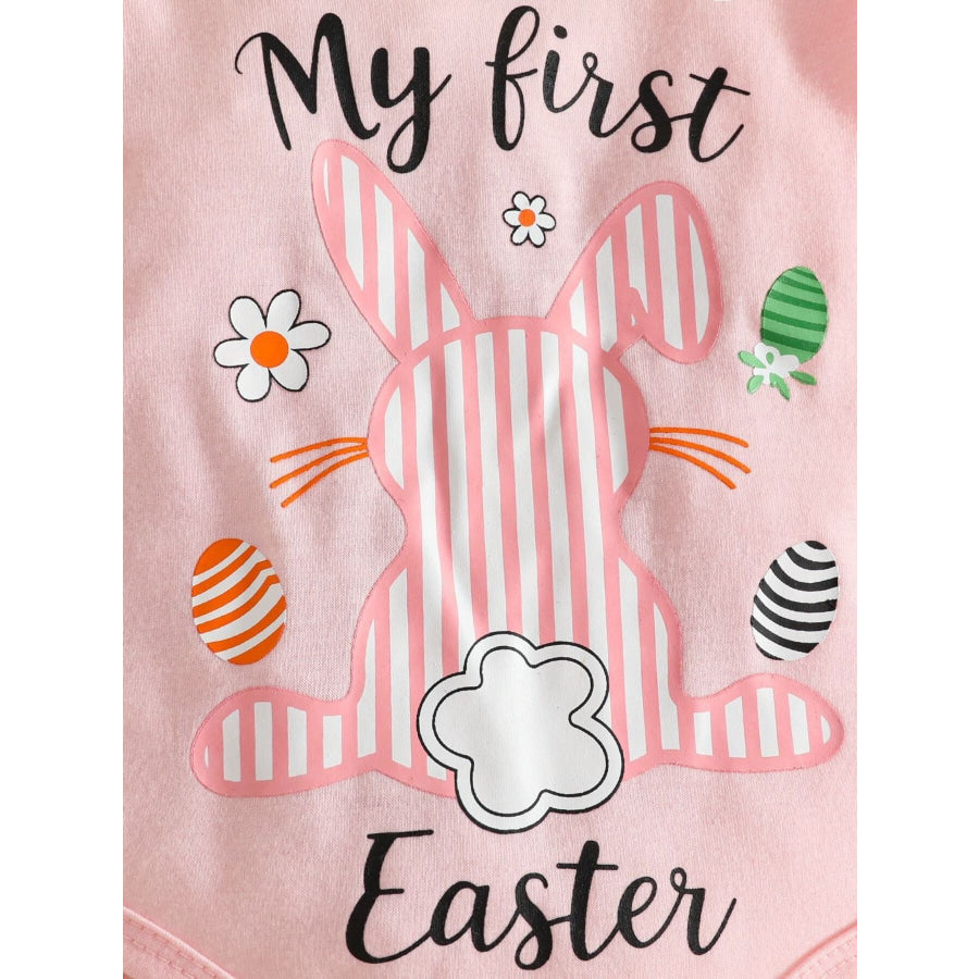 Children’s Easter Bunny Long Sleeve Bodysuit and Pants Set with Headband Apparel and Accessories