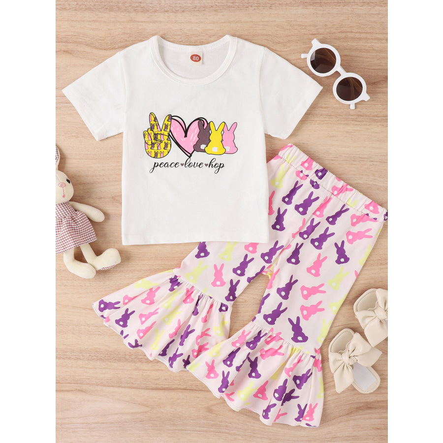 Children’s Easter Bunny Short Sleeve Top and Pants Set White / 6-12M Apparel Accessories