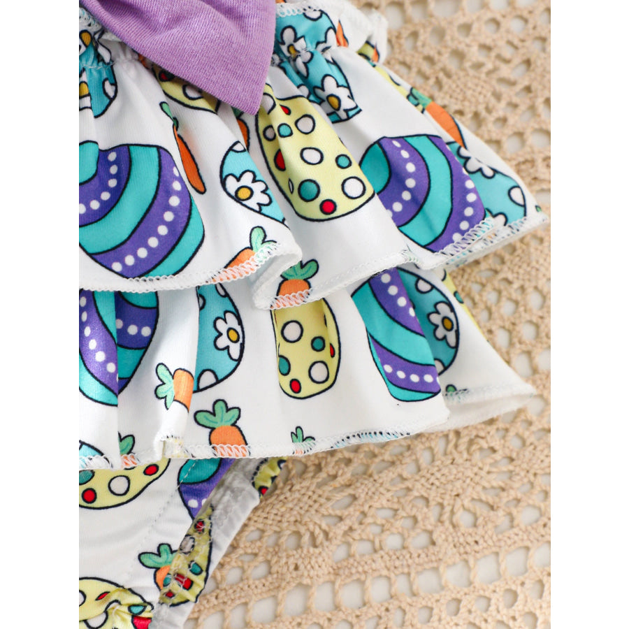 Children’s Easter Graphic Bodysuit and Skirt Set with Headband Apparel and Accessories