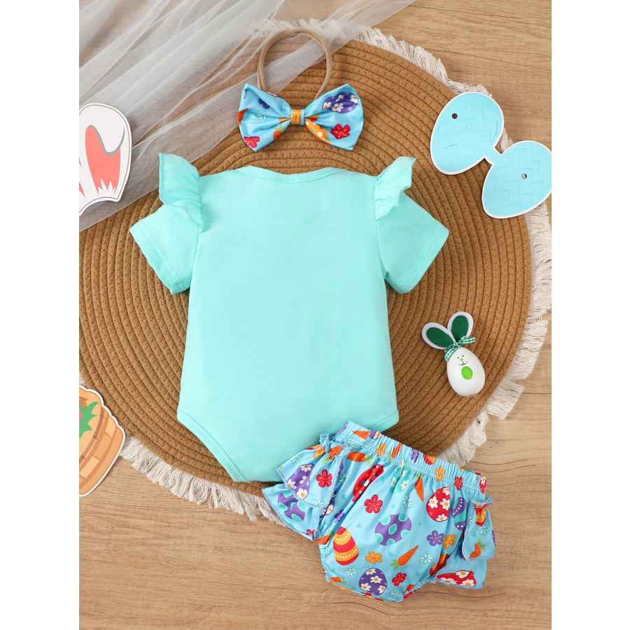Children’s Easter Graphic Bodysuit and Skirt Set with Headband Apparel and Accessories