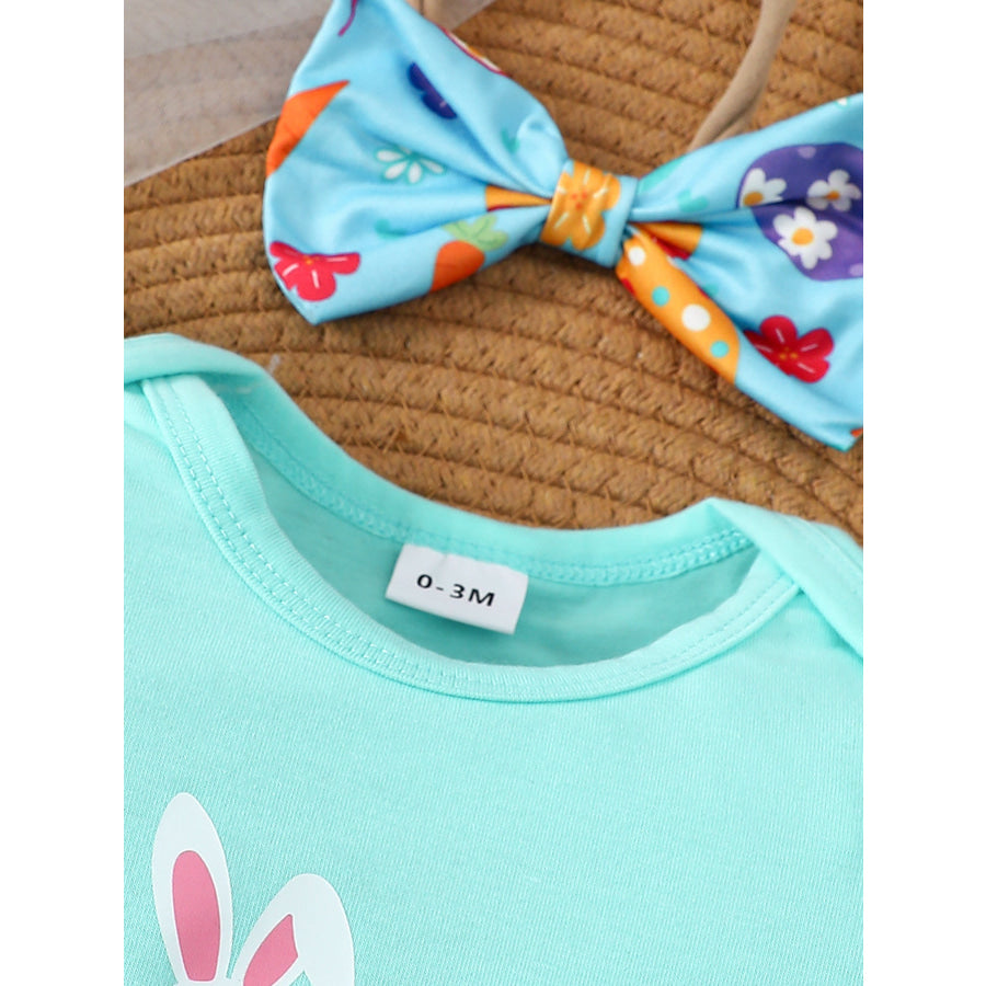 Children’s Easter Graphic Bodysuit and Skirt Set with Headband Apparel and Accessories