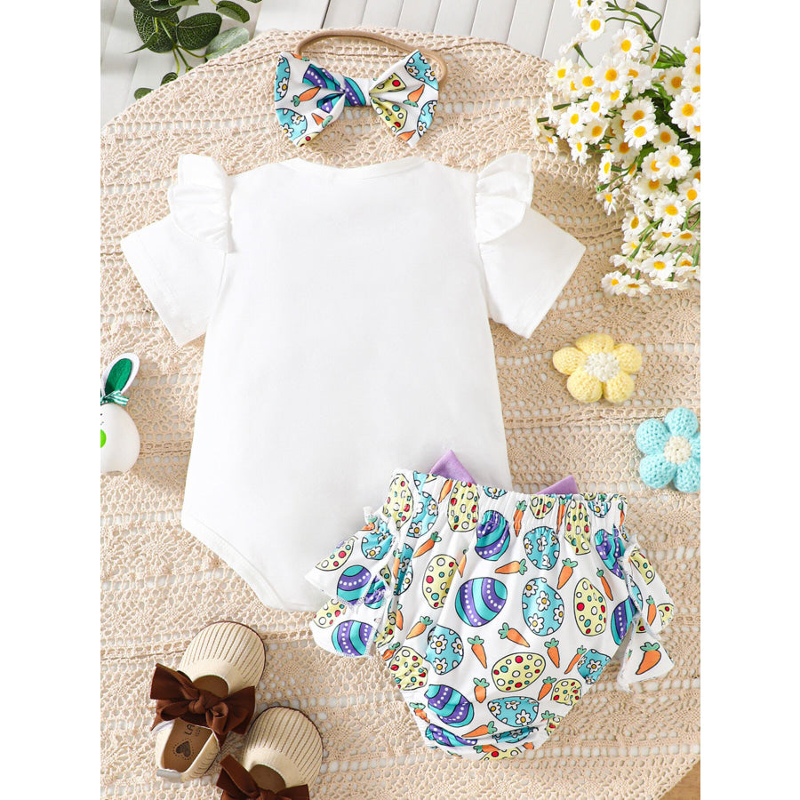 Children’s Easter Graphic Bodysuit and Skirt Set with Headband Apparel and Accessories
