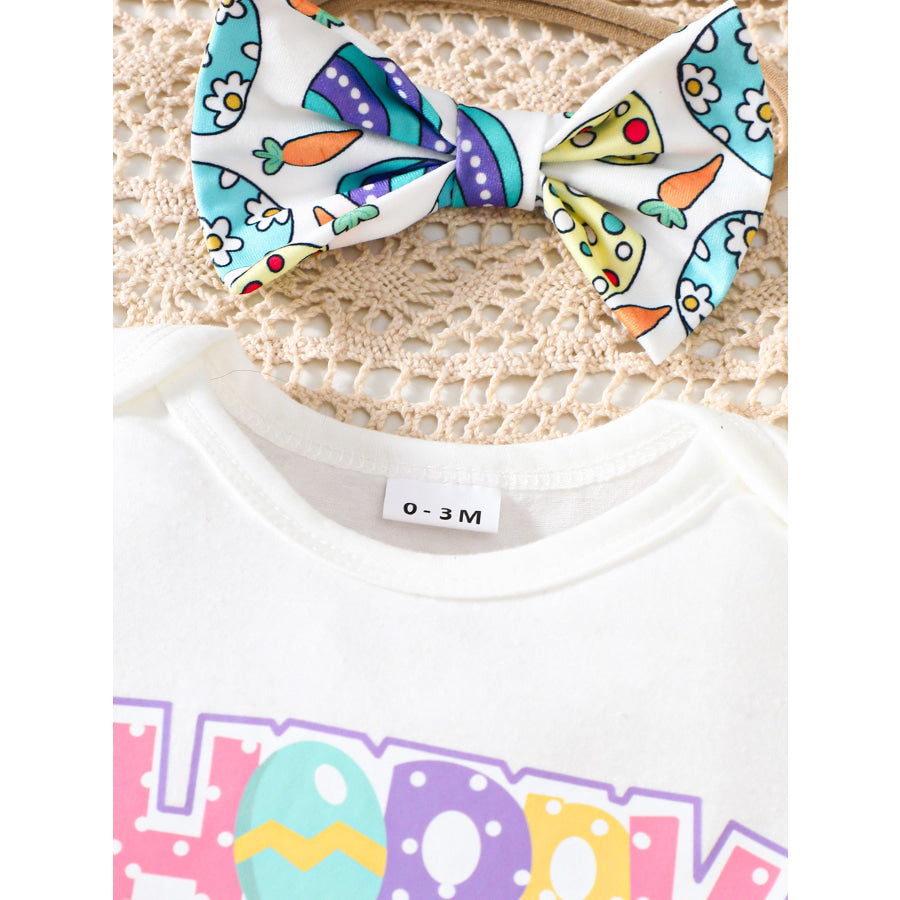 Children’s Easter Graphic Bodysuit and Skirt Set with Headband White / 0-3M Apparel and Accessories