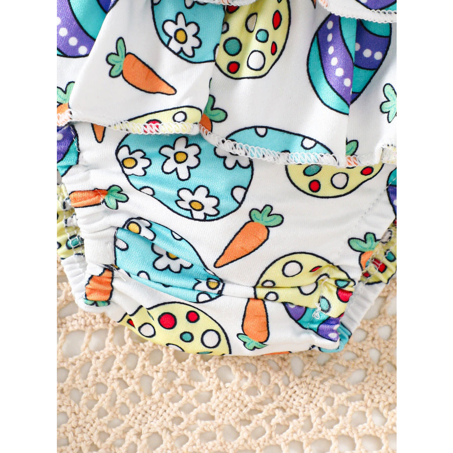 Children’s Easter Graphic Bodysuit and Skirt Set with Headband Apparel and Accessories
