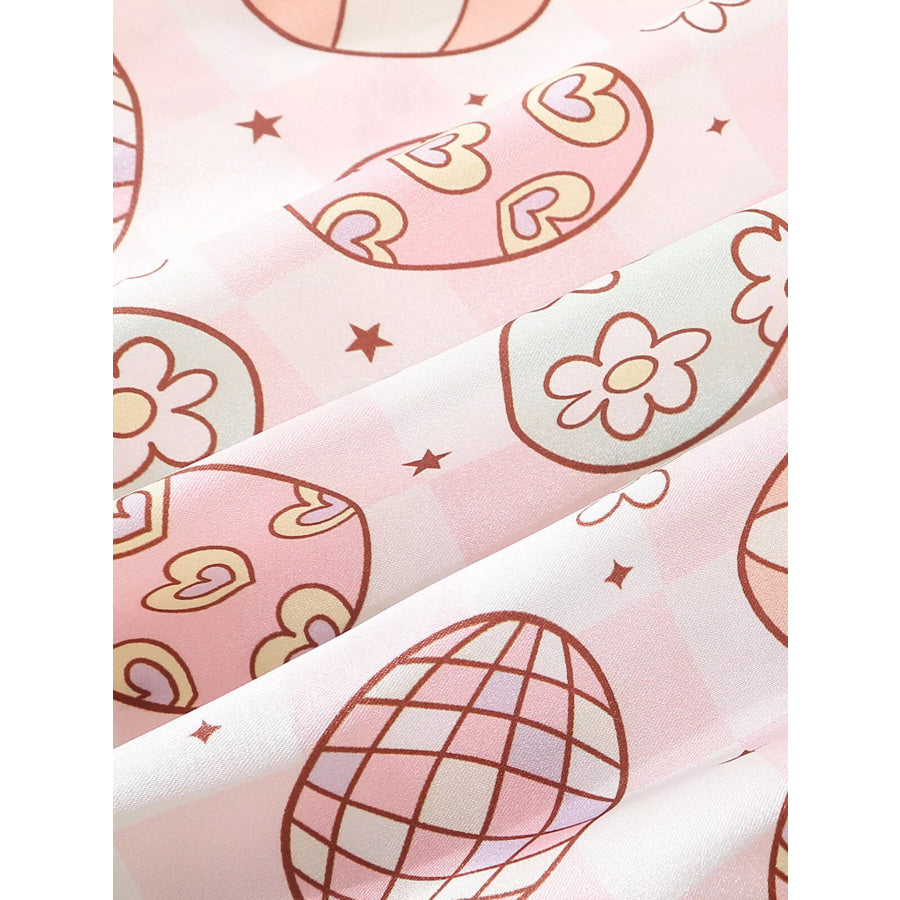 Children’s Egg Print Pajama Set with Bow Accents Apparel and Accessories