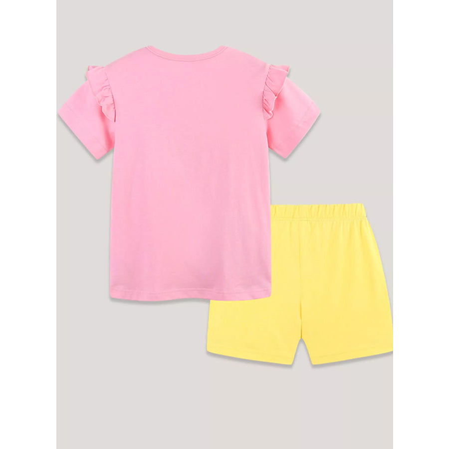 Children’s Elephant & Butterfly Embroidered T-shirt and Shorts Set Apparel and Accessories