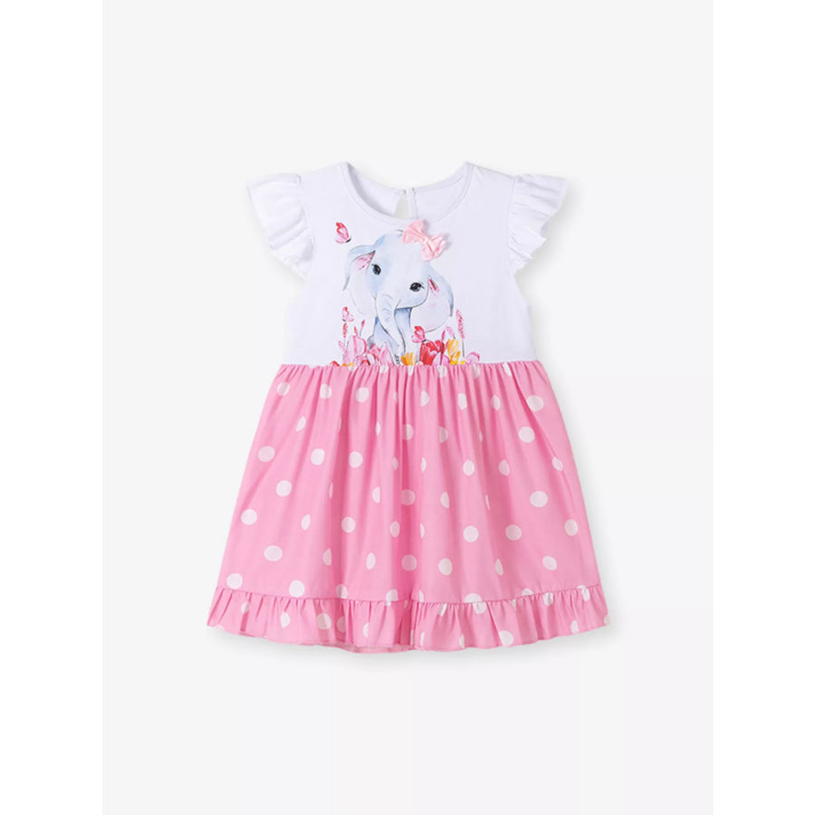 Children’s Elephant Polka Dot Ruffle Hem Dress Apparel and Accessories