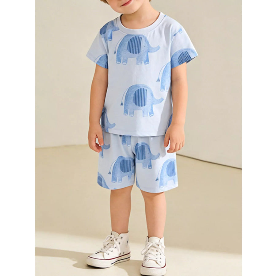 Children’s Elephant Print Tee and Shorts Set Apparel and Accessories