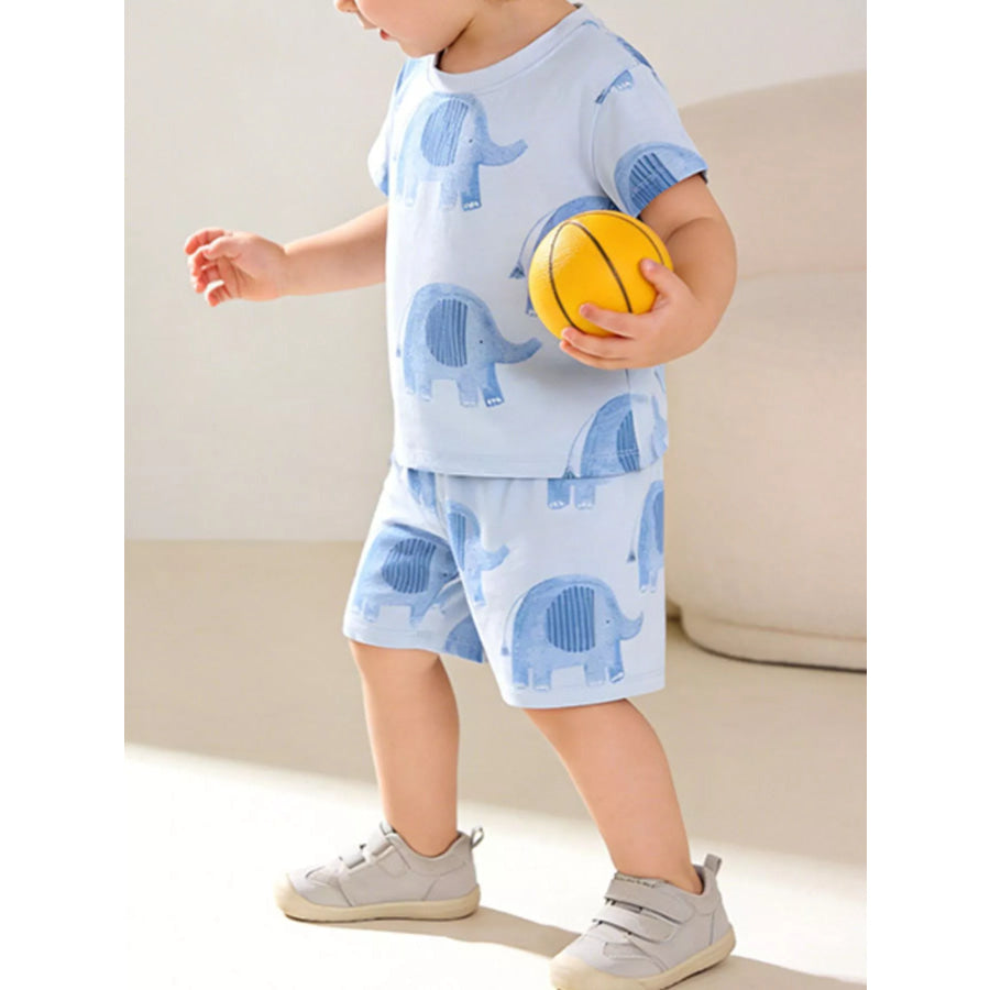 Children’s Elephant Print Tee and Shorts Set Apparel and Accessories
