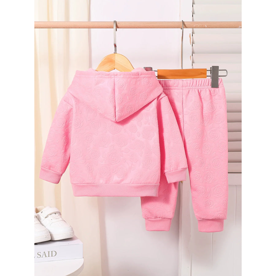 Children’s Embossed Floral Hoodie & Pants Set Apparel and Accessories