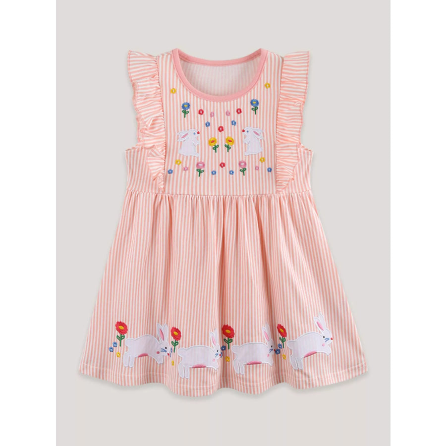 Children’s Embroidered Bunny Ruffle Sleeve Dress Apparel and Accessories
