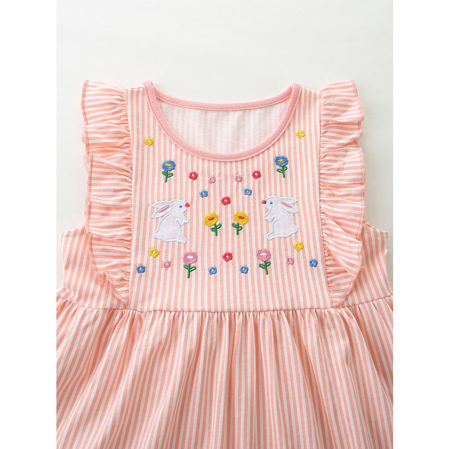 Children’s Embroidered Bunny Ruffle Sleeve Dress Apparel and Accessories