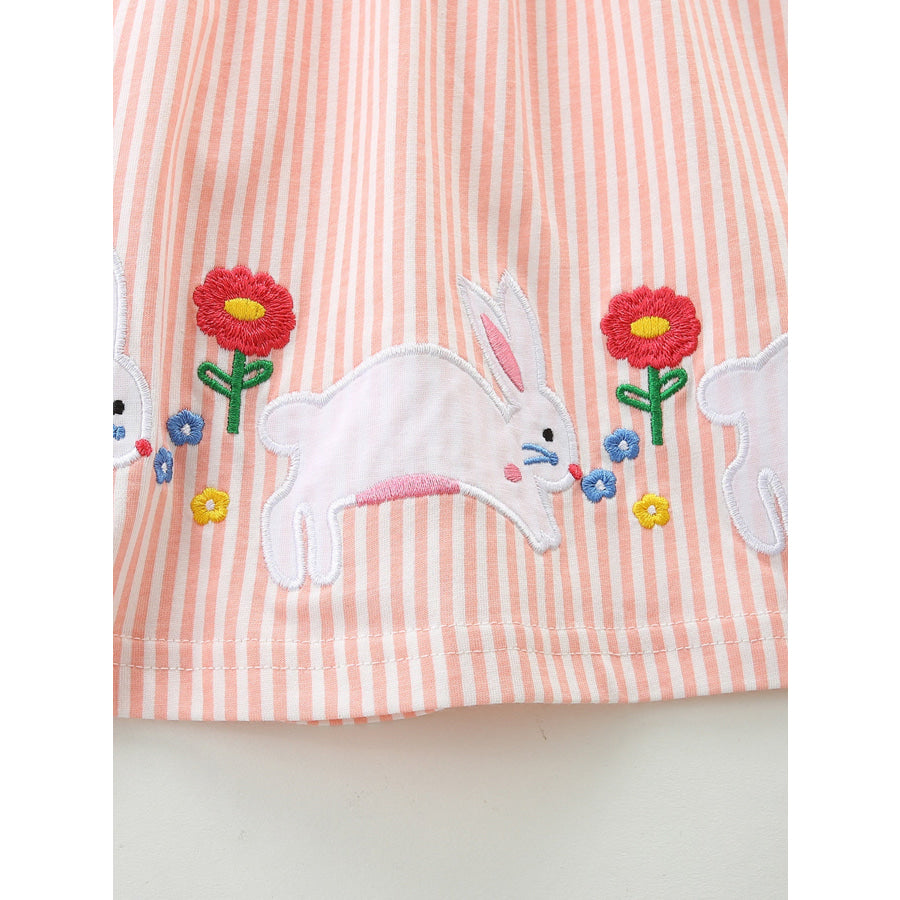 Children’s Embroidered Bunny Ruffle Sleeve Dress Apparel and Accessories