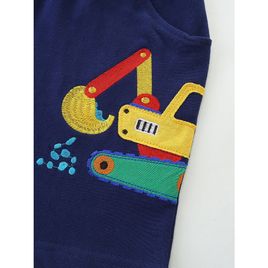Children’s Embroidered Construction Vehicle Shorts Apparel and Accessories