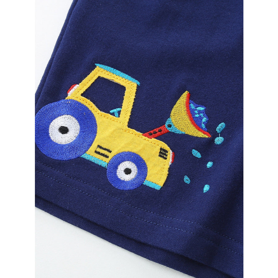 Children’s Embroidered Construction Vehicle Shorts Apparel and Accessories