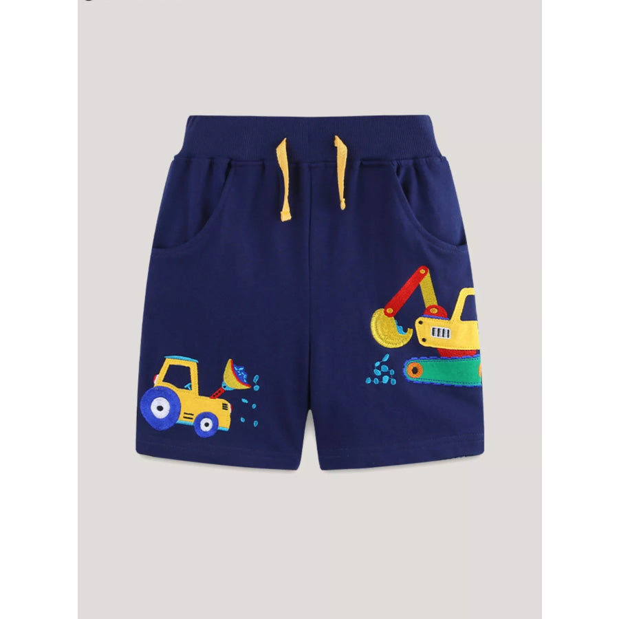 Children’s Embroidered Construction Vehicle Shorts Dark Navy / 5Y Apparel and Accessories