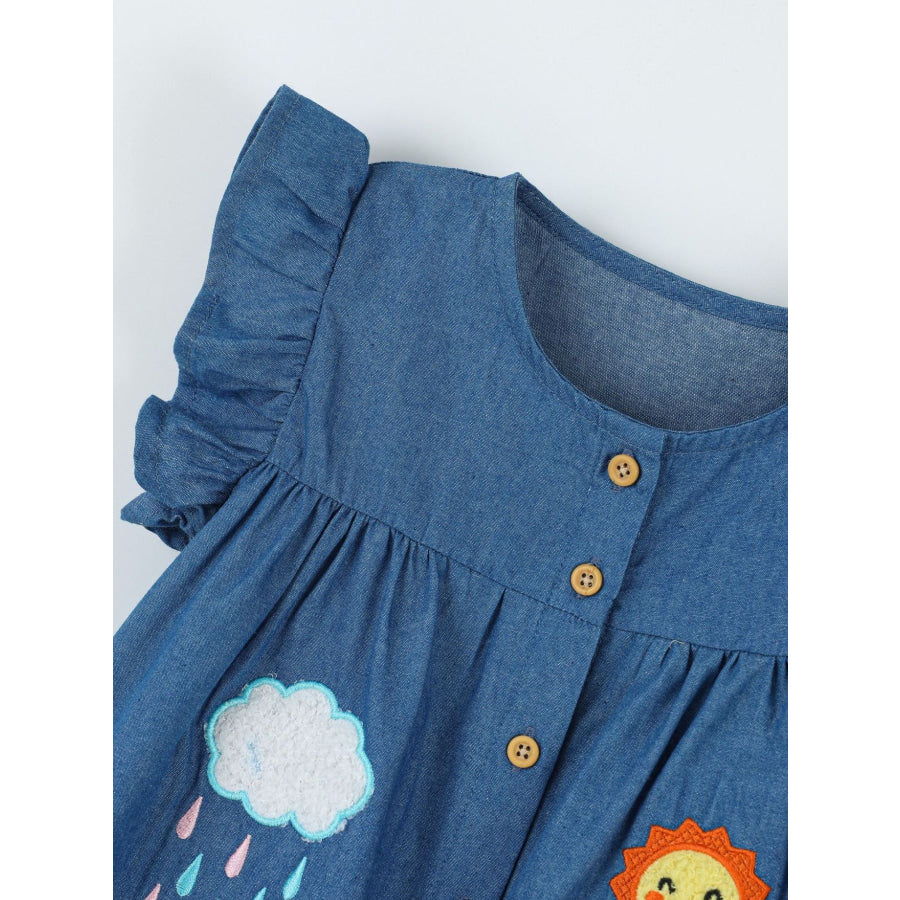 Children’s Embroidered Denim A-Line Dress Apparel and Accessories
