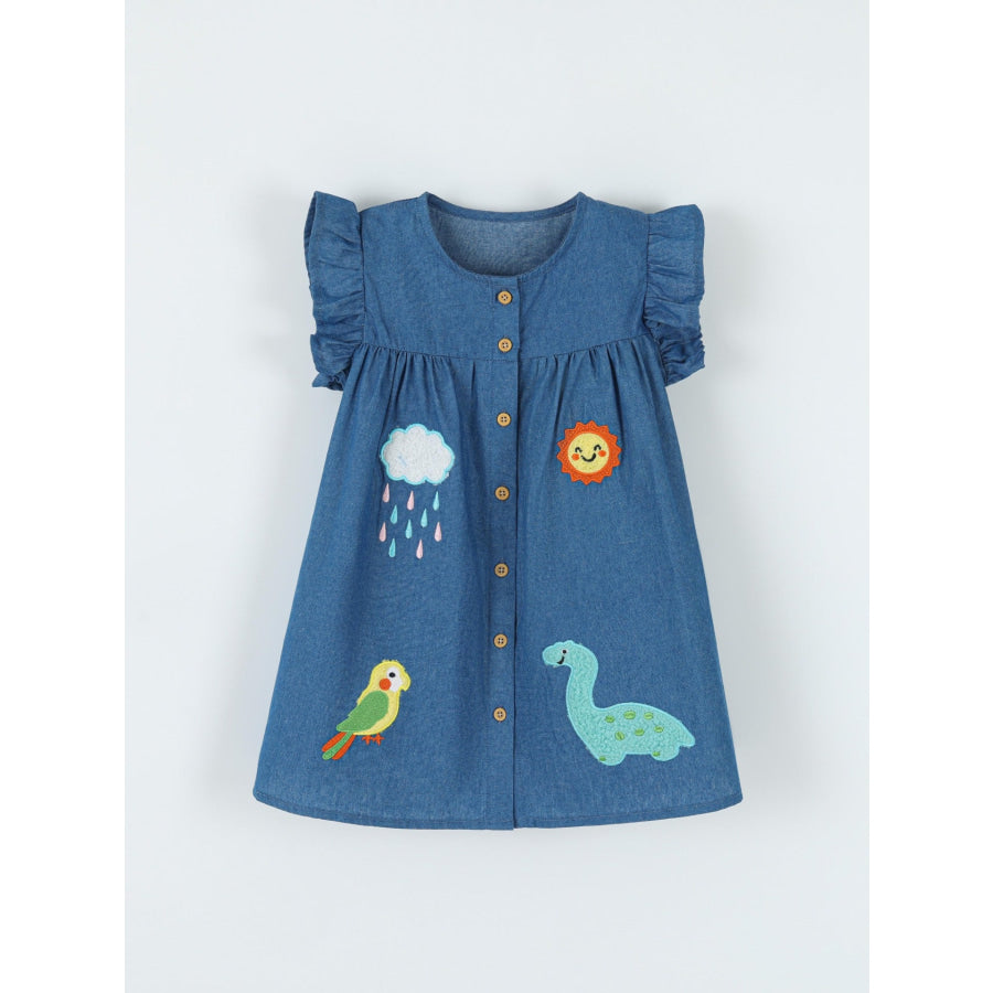 Children’s Embroidered Denim A-Line Dress Apparel and Accessories