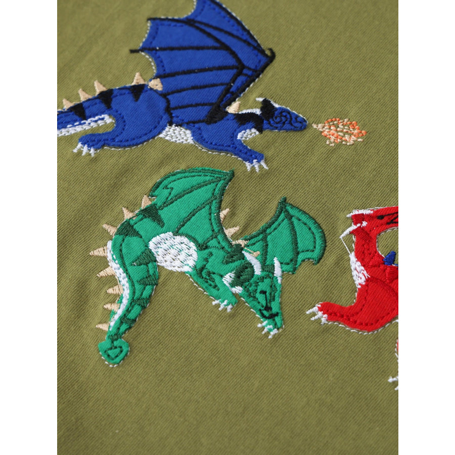 Children’s Embroidered Dragon Short Sleeve T-Shirt Apparel and Accessories