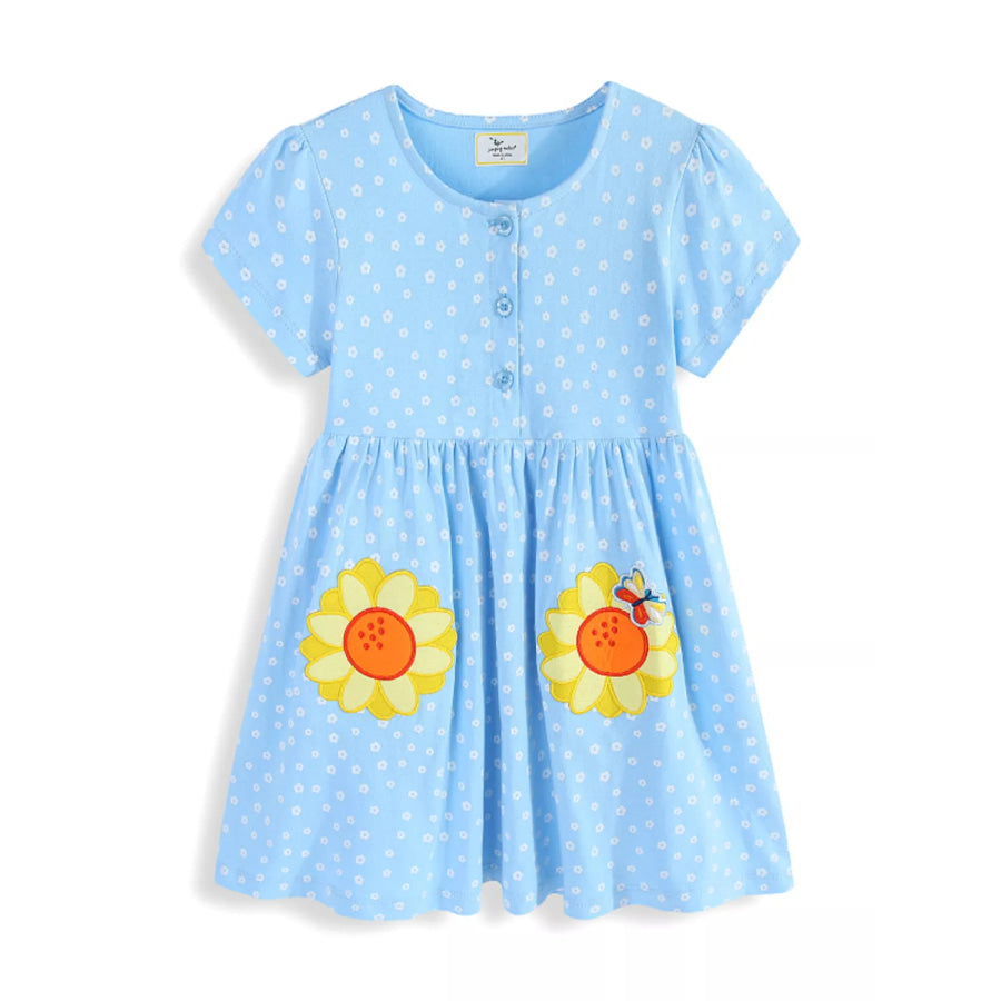 Children’s Embroidered Floral Short Sleeve Dress Apparel and Accessories