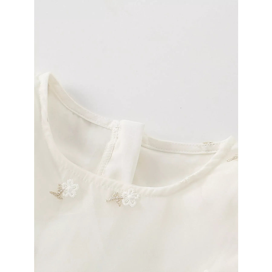 Children’s Embroidered Floral Tulle Dress with Lace Detail Apparel and Accessories