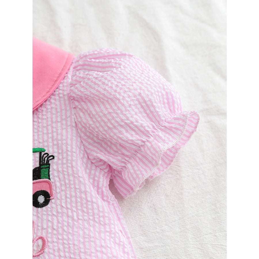 Children’s Embroidered Golf Theme Ruffle Hem Dress Apparel and Accessories