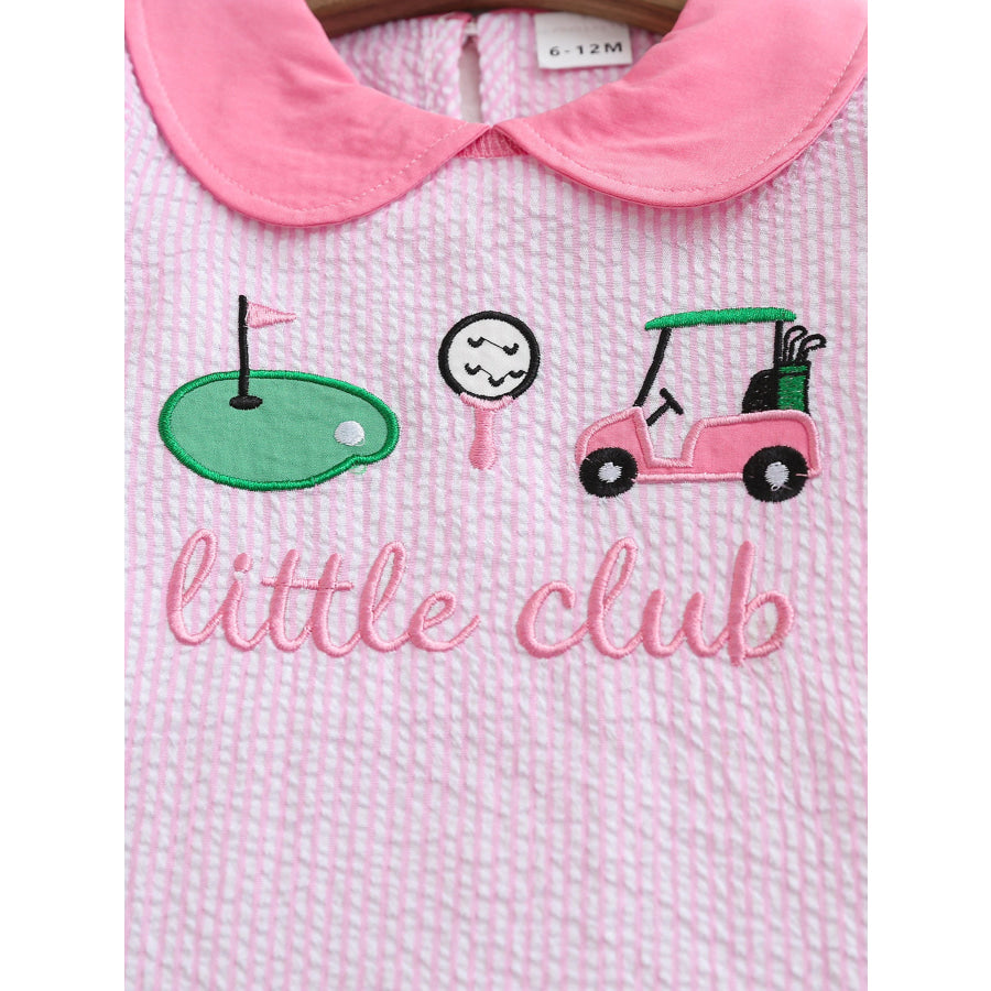 Children’s Embroidered Golf Theme Ruffle Hem Dress Apparel and Accessories
