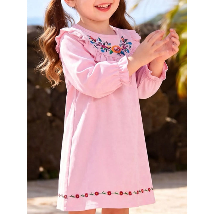Children’s Embroidered Long Sleeve Dress Apparel and Accessories