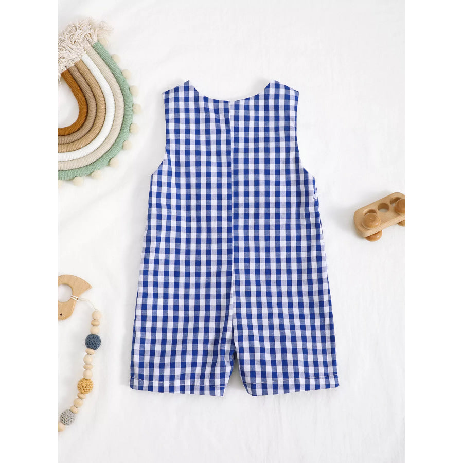 Children’s Embroidered Plaid One-Piece Romper Apparel and Accessories