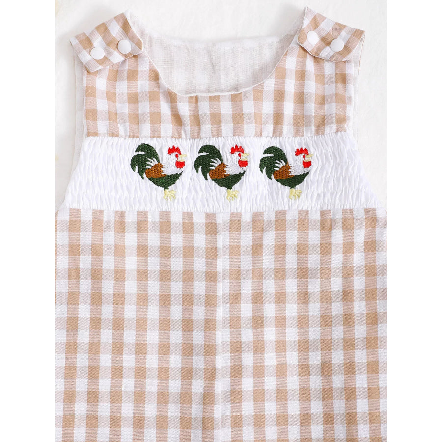 Children’s Embroidered Plaid One-Piece Romper Apparel and Accessories