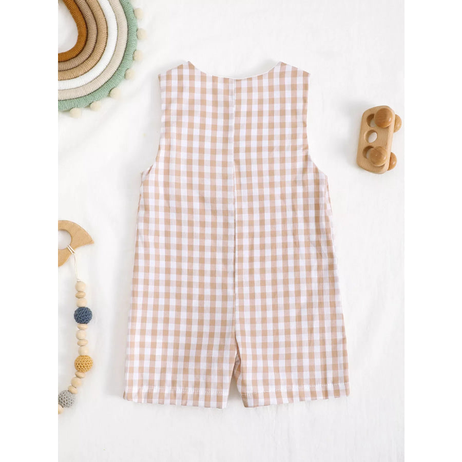Children’s Embroidered Plaid One-Piece Romper Apparel and Accessories