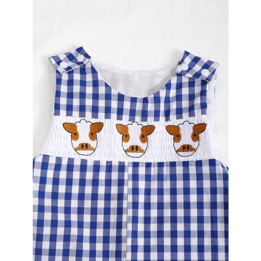 Children’s Embroidered Plaid One-Piece Romper Apparel and Accessories
