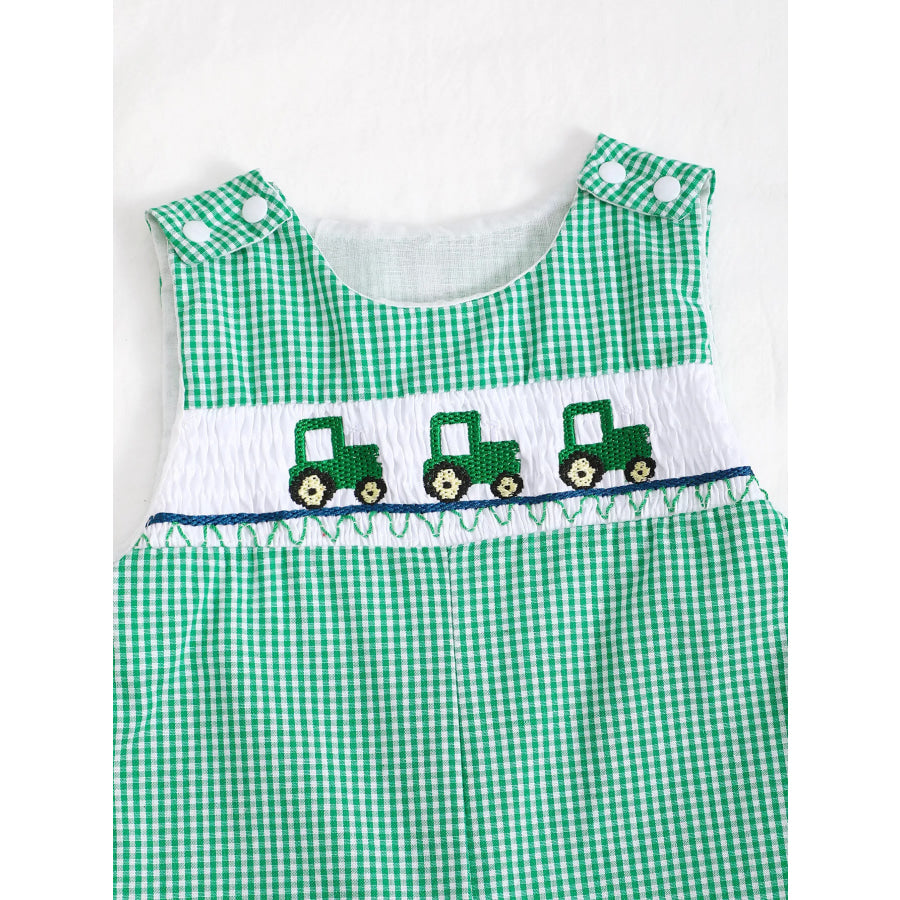 Children’s Embroidered Plaid One-Piece Romper Apparel and Accessories