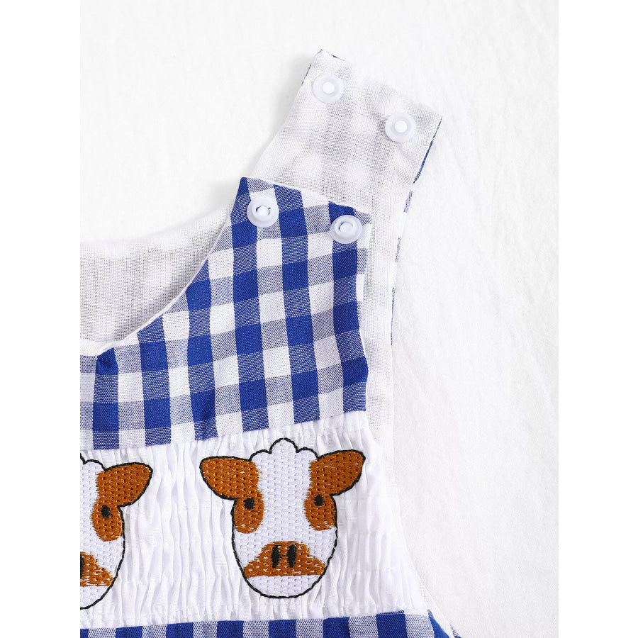 Children’s Embroidered Plaid One-Piece Romper Apparel and Accessories