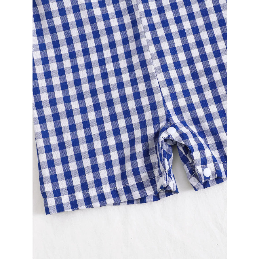 Children’s Embroidered Plaid One-Piece Romper Apparel and Accessories