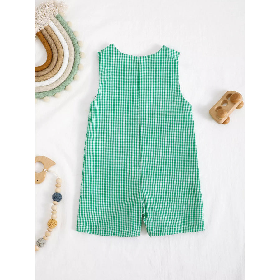 Children’s Embroidered Plaid One-Piece Romper Apparel and Accessories