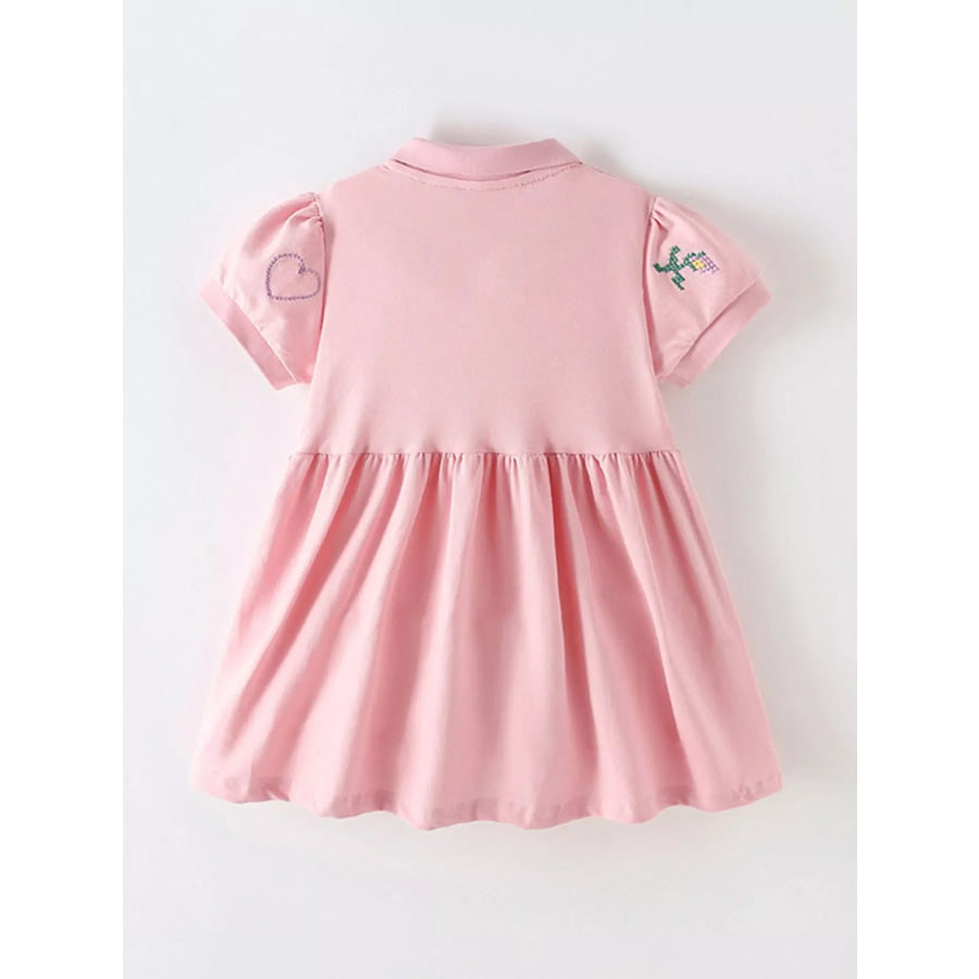 Children’s Embroidered Polo Collar Short Sleeve Dress Apparel and Accessories