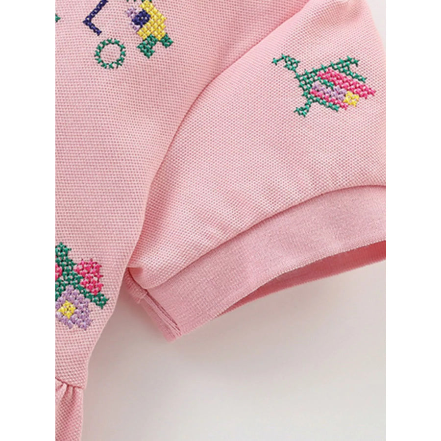 Children’s Embroidered Polo Collar Short Sleeve Dress Apparel and Accessories