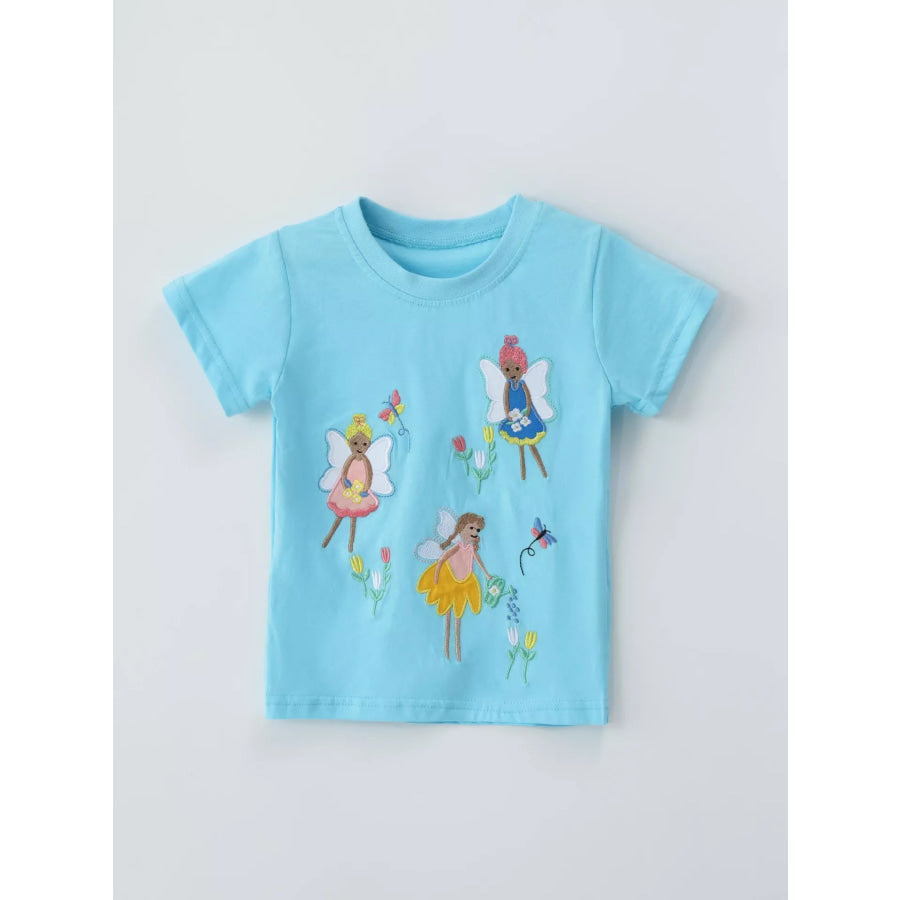 Children’s Embroidered Round Neck T-Shirt Apparel and Accessories