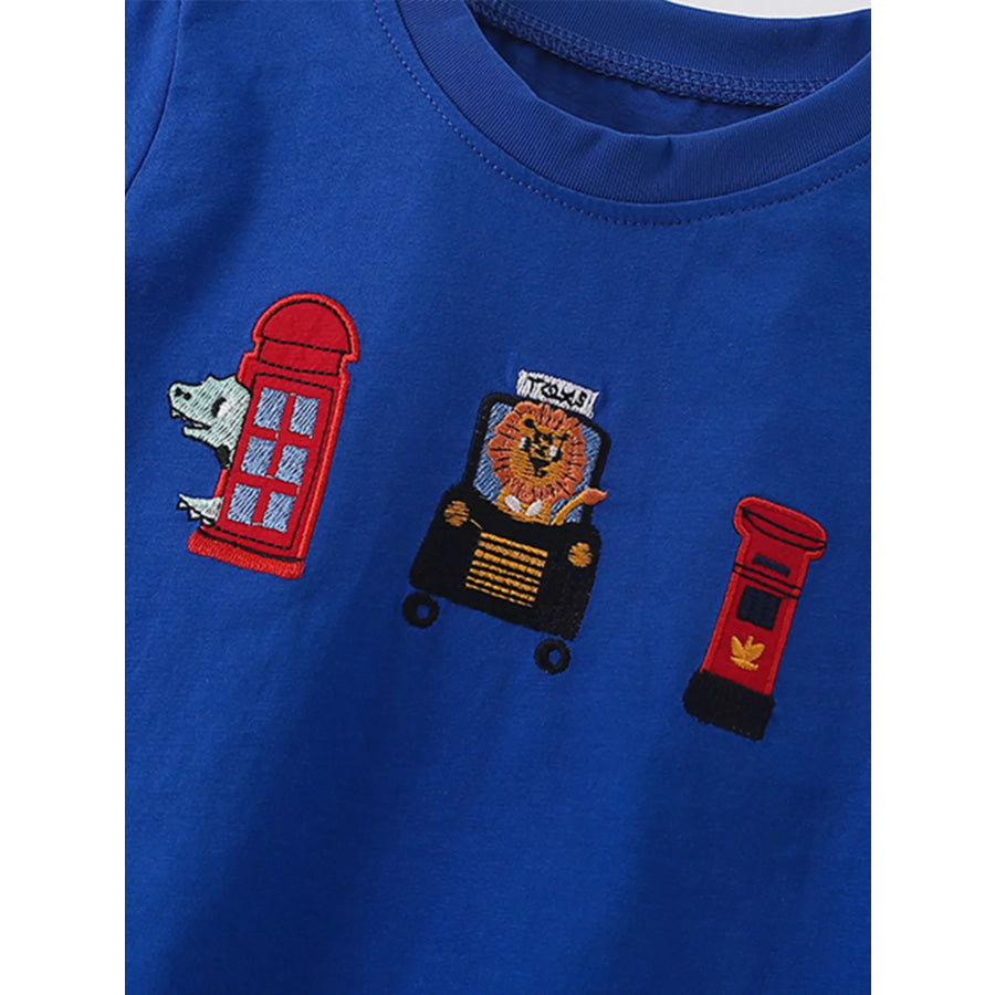 Children’s Embroidered Round Neck T-Shirt Apparel and Accessories