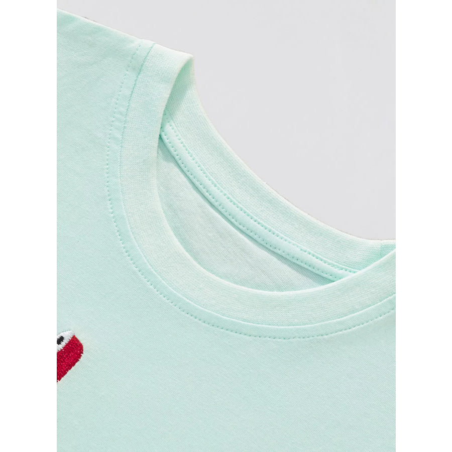 Children’s Embroidered Round Neck T-Shirt Apparel and Accessories