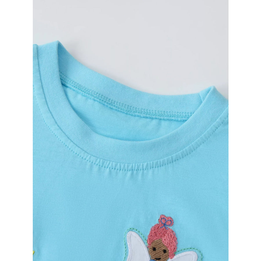 Children’s Embroidered Round Neck T-Shirt Apparel and Accessories