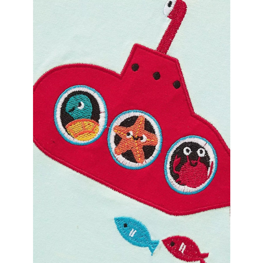 Children’s Embroidered Round Neck T-Shirt Apparel and Accessories