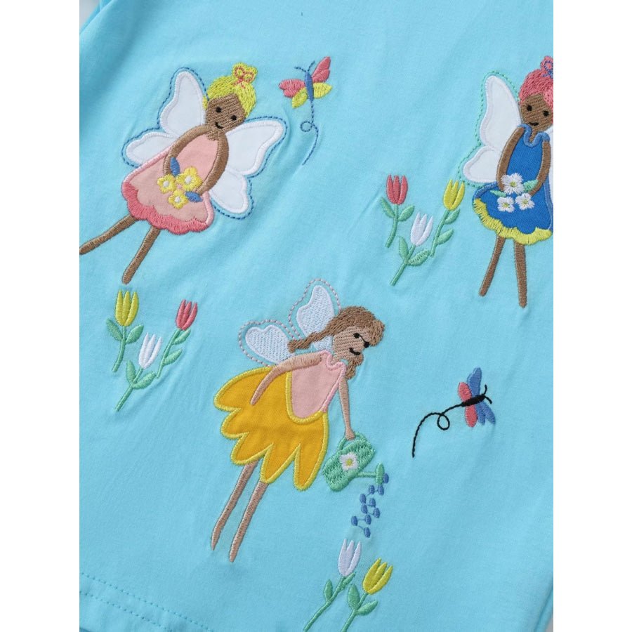 Children’s Embroidered Round Neck T-Shirt Apparel and Accessories